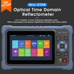 AUA800 12-in-1 100KM Mini OTDR 1310/1550nm 26/24dB riflettometro in fibra ottica Touch Screen VFL OLS OPM Tester per cavi Ethernet