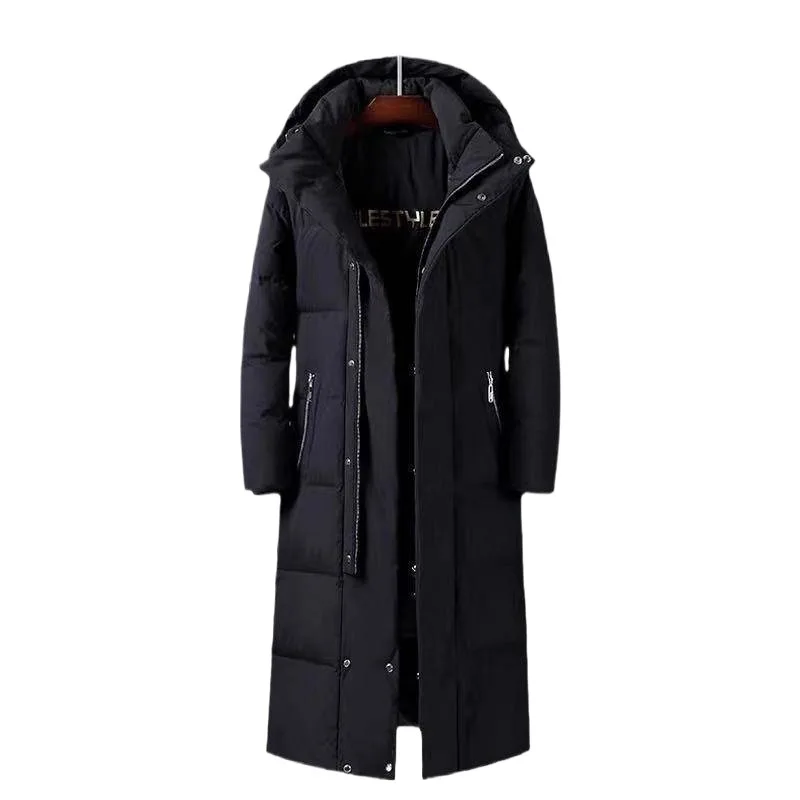 

Новинка 2025 года, мужской пуховик выше колена, мужская длинная зимняя модная брендовая толстая теплая модная брендовая куртка для пар