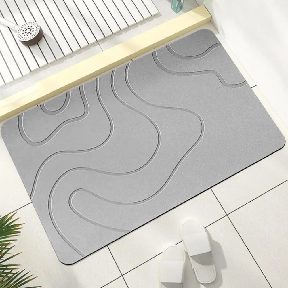 Textured Surface Bath Mat Quick-drying Diatom Mud Bathroom Floor Mat with Anti-slip Bottom Kitchen Carpet for Bath Shower Sink