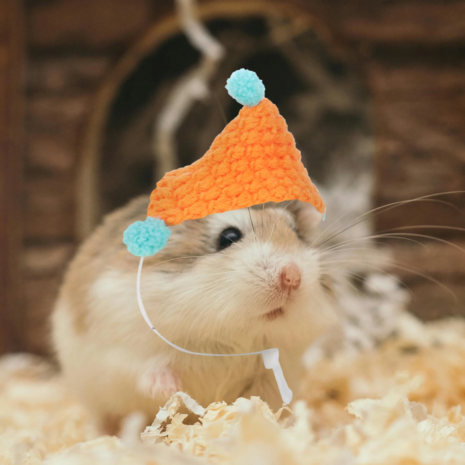 

Knitted Guinea Pig Hat Tiny Mini Small Animal Chicken Hats Hamster Accessories Three Cornered Photo Prop Soft Material Easy Wear