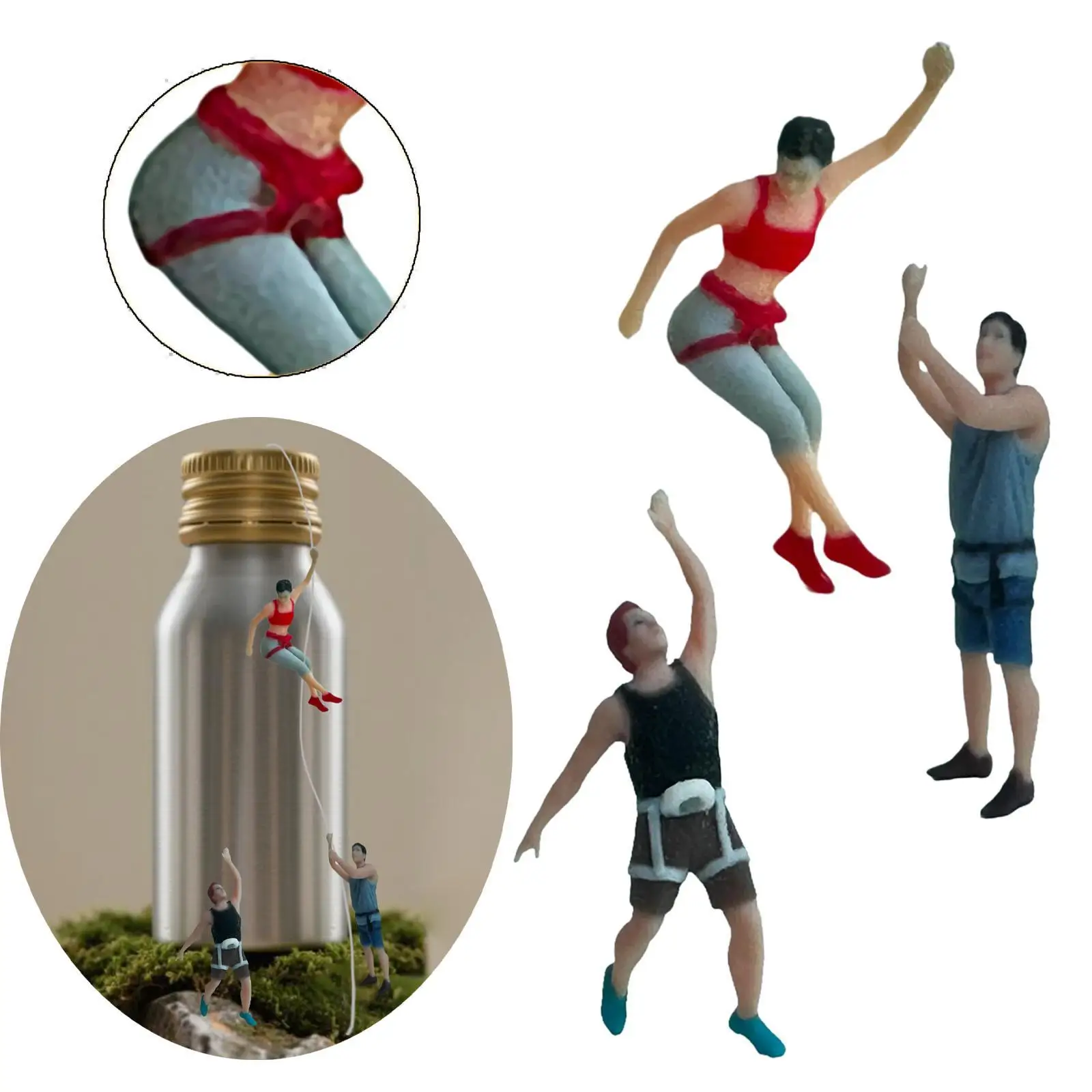 1/87 مقياس مصغر الشكل تسلق الديكور مصغرة الناس تمثال لمجموعات دمية الملحقات