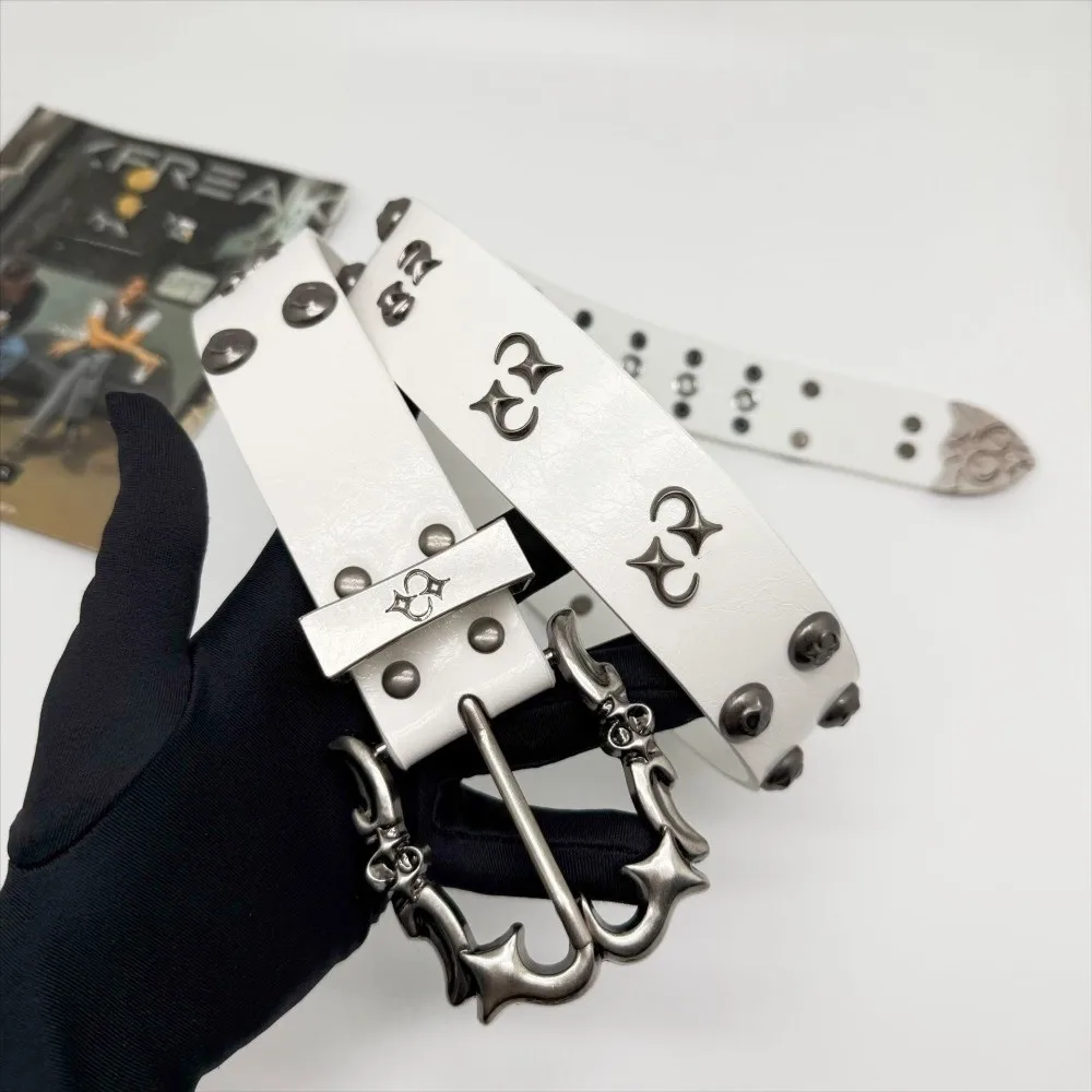 

Универсальный ремень в стиле ретро-готика, регулируемый, с заклепками, в стиле Y2K, для талии, в стиле хип-хоп, из искусственной кожи, в стиле панк, унисекс