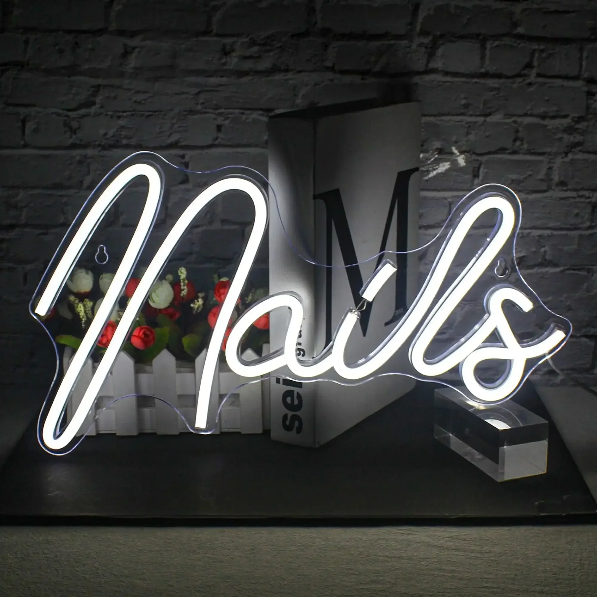 

Nails Neon Sign Wall Decor USB Dimmable LED Neon Light Sign for Nail Salon, Beauty Room, Business Store, Indoor Light Decor
