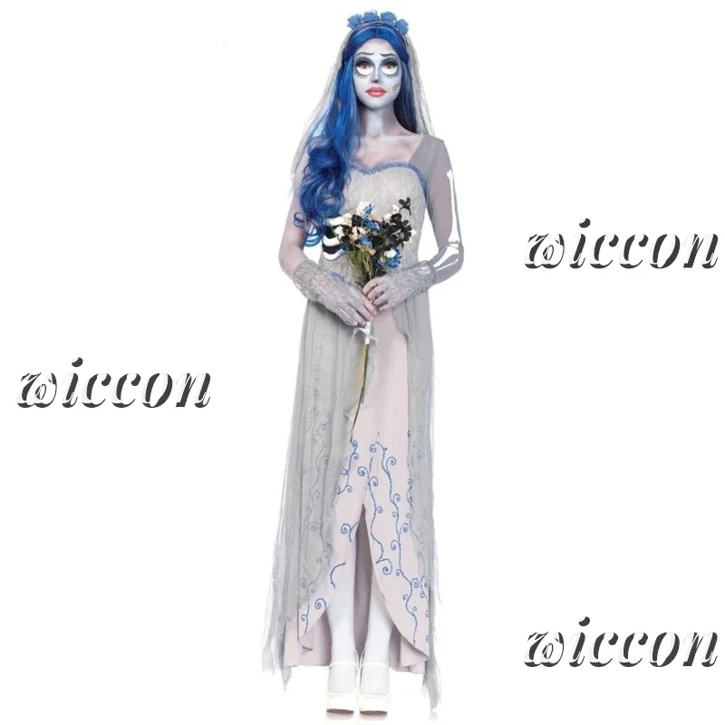 XT8Vestido para mujer Cosplay fiesta diablo cadáver novia disfraces peluca Halloween mujeres aterrador disfraz de vampiro ropa bruja @ XT6!