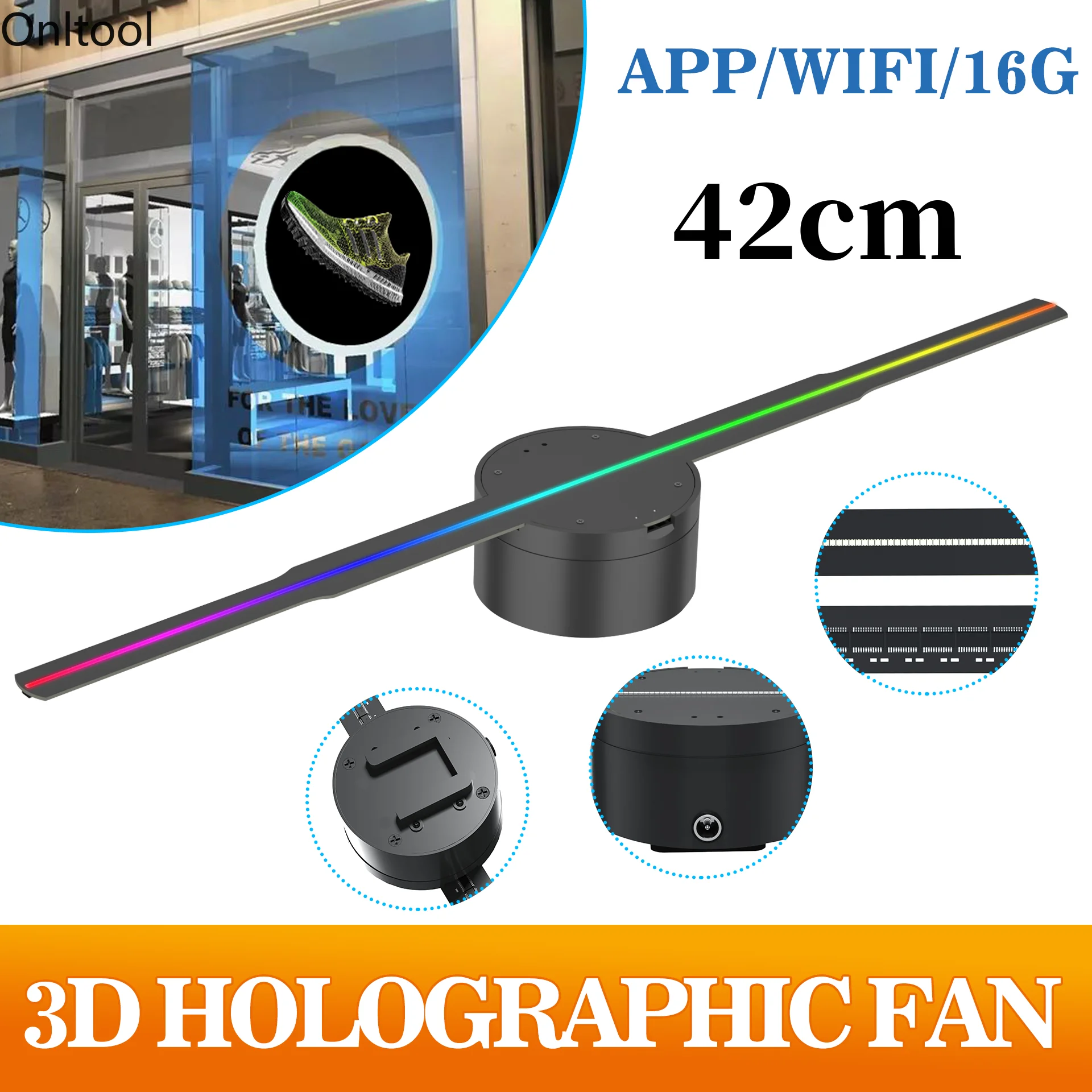 

P42 3D Advertising Projector Wifi Led Sign Holographic Lamp Player Remote Advertise Display 3D Fan Hologram Projector Logo Light