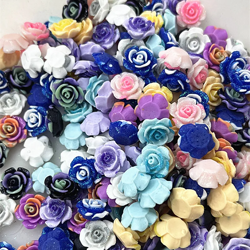 50 Pieces Of 15mm Resin Flowers Luminous Flowers Decorative Crafts Flat Back Cabochon Scrapbook DIY Accessories