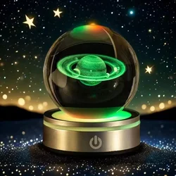Creative LED Luminous Crystal Ball Milky Way Saturn Sun Crystal Ball Small NightLight Indoor Home Atmosphere Decoration Ornament
