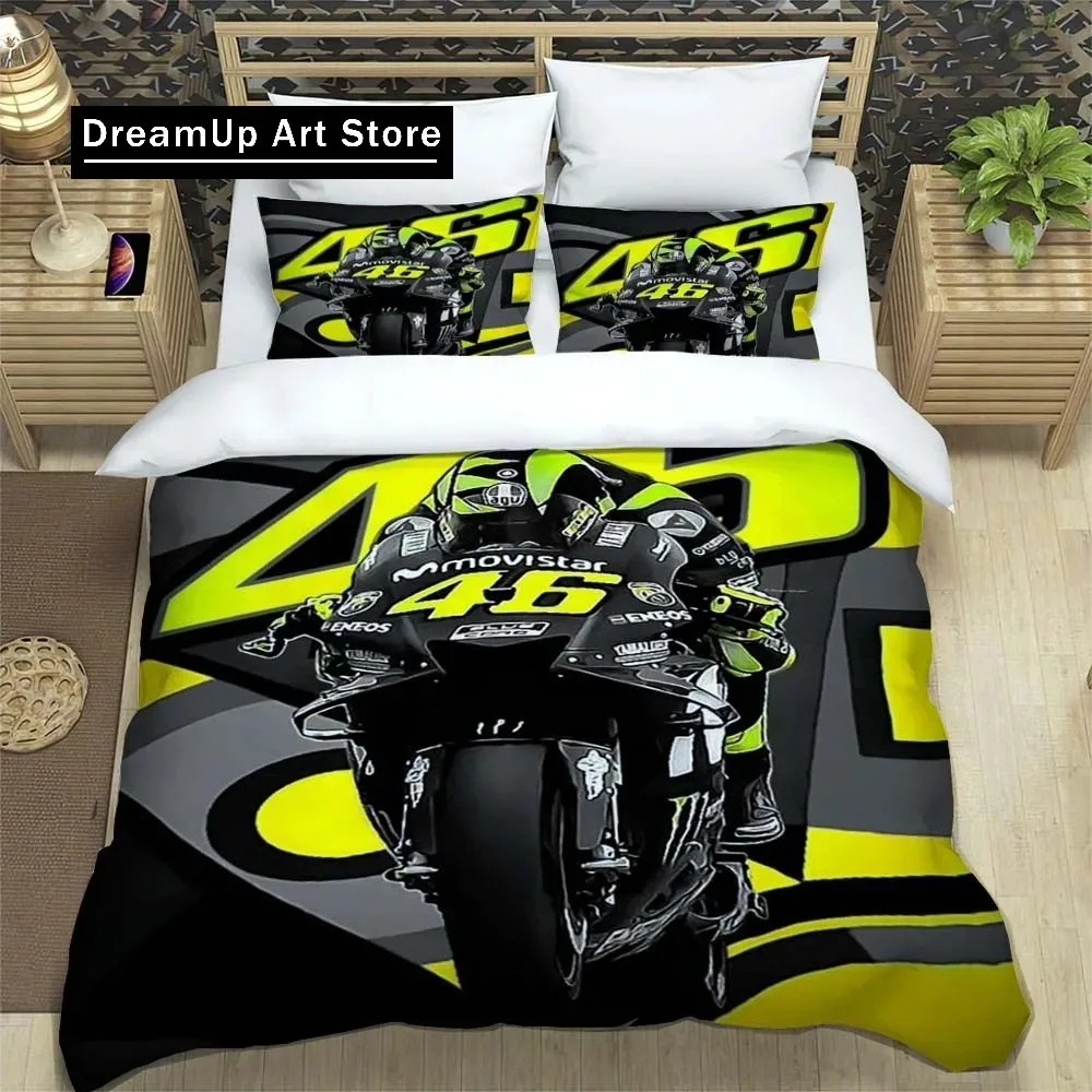 Motorcycle Fleet VR-46 Bedding Set Boys Girls Twin Queen King Size Duvet Cover Pillowcase Bed boys Adult Bedroom