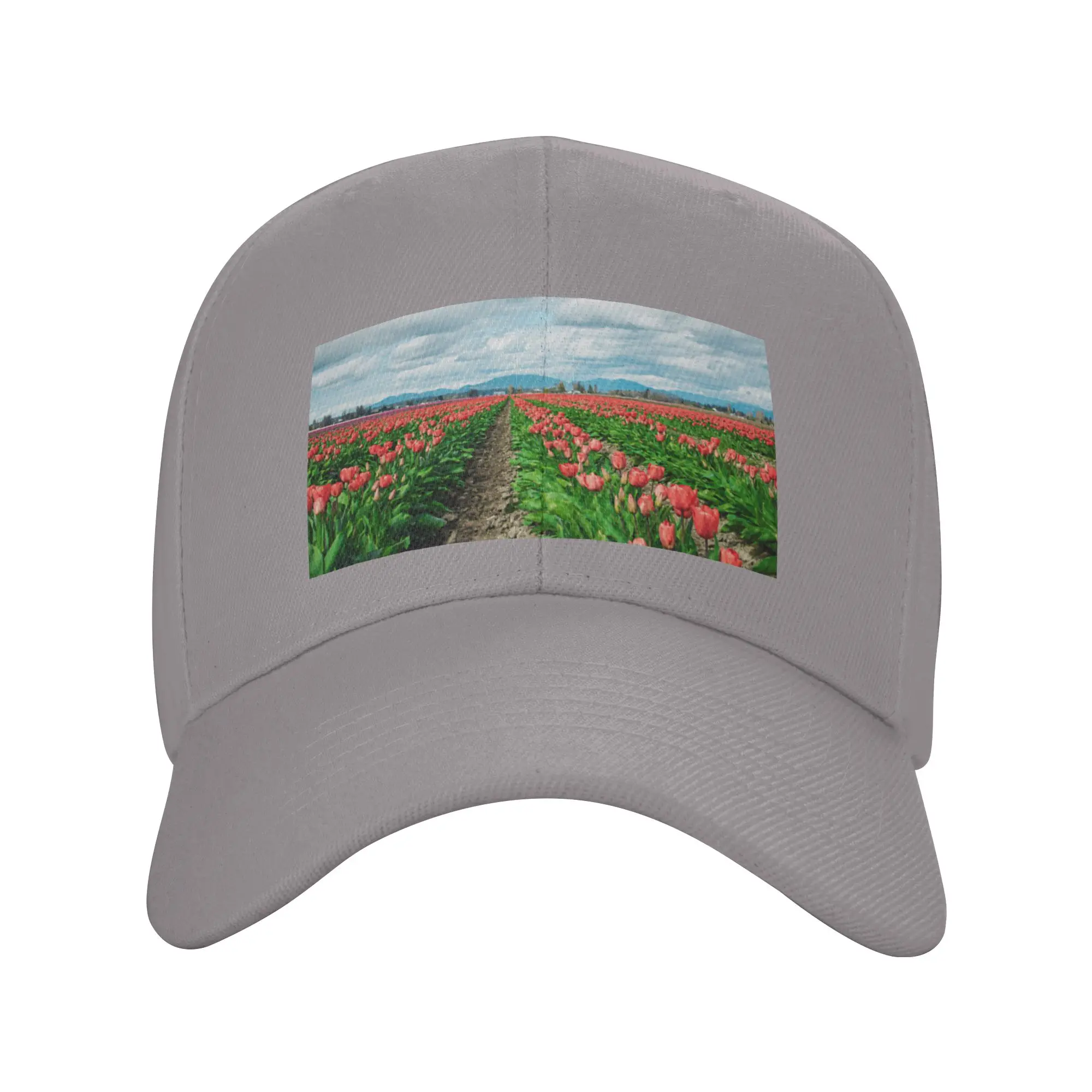 Field of Tulips Trendy Baseball Cap Car Driving High Profile Trucker Cap