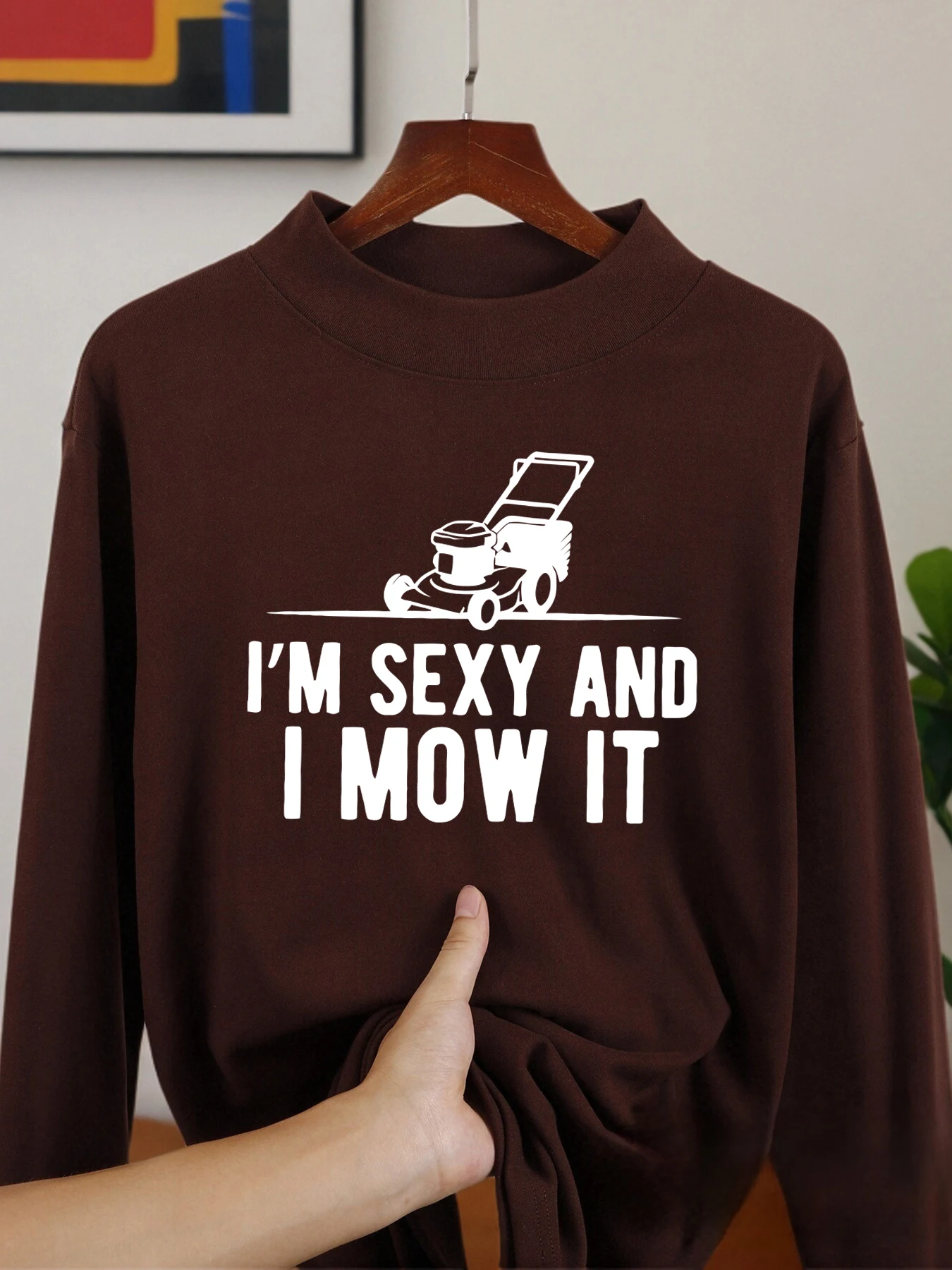 เสื้อเชิ้ตแขนยาวพิมพ์ลายฉันเป็นคนที่รักการตัดหญ้ามาก ทรงหลวมสบาย เนื้อผ้าหนา คอปกกลาง เสื้อผ้าให้ความอบอุ่น