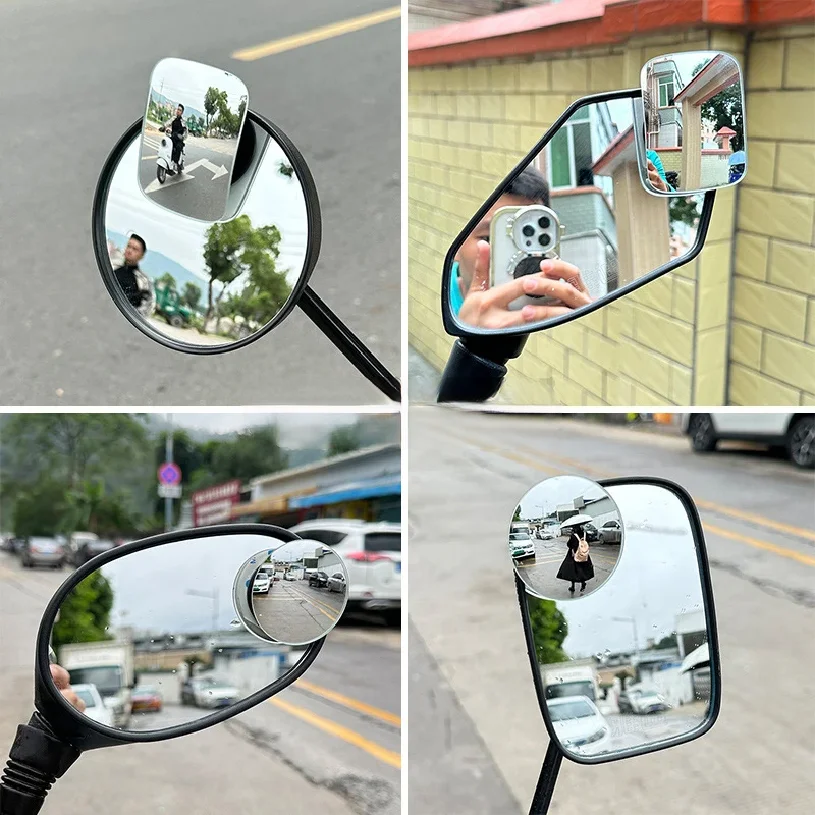 

Motorcycle Car Blind Spot Rear View Mirror Wide Angle Adjustable Small Round Mirror 360° Rotation Reverse Auxiliary Rearview