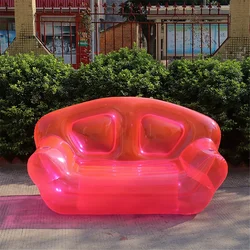 Sofá inflable transparente de PVC de doble asiento, silla portátil para fiesta, sala de estar, piscina, asientos, muebles de Camping al aire libre