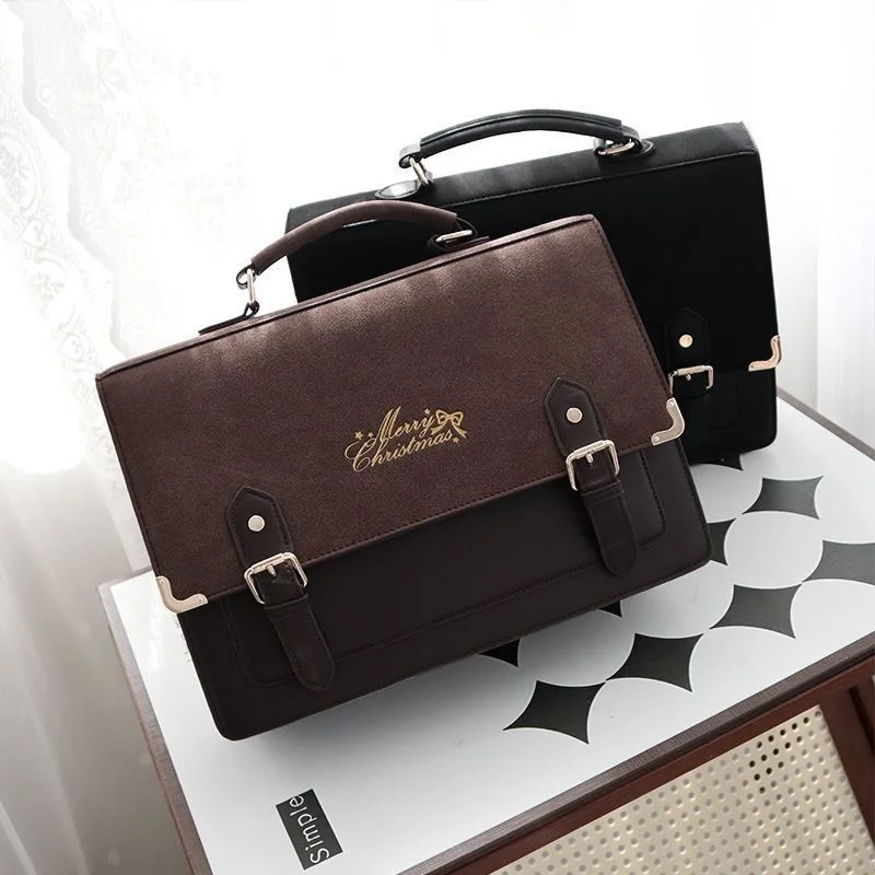 Japanese Lolita Style JK Uniform Shoulder School Bags For Women Girls Pu Leather Large Capacity Casual Luggage Handbags Totes