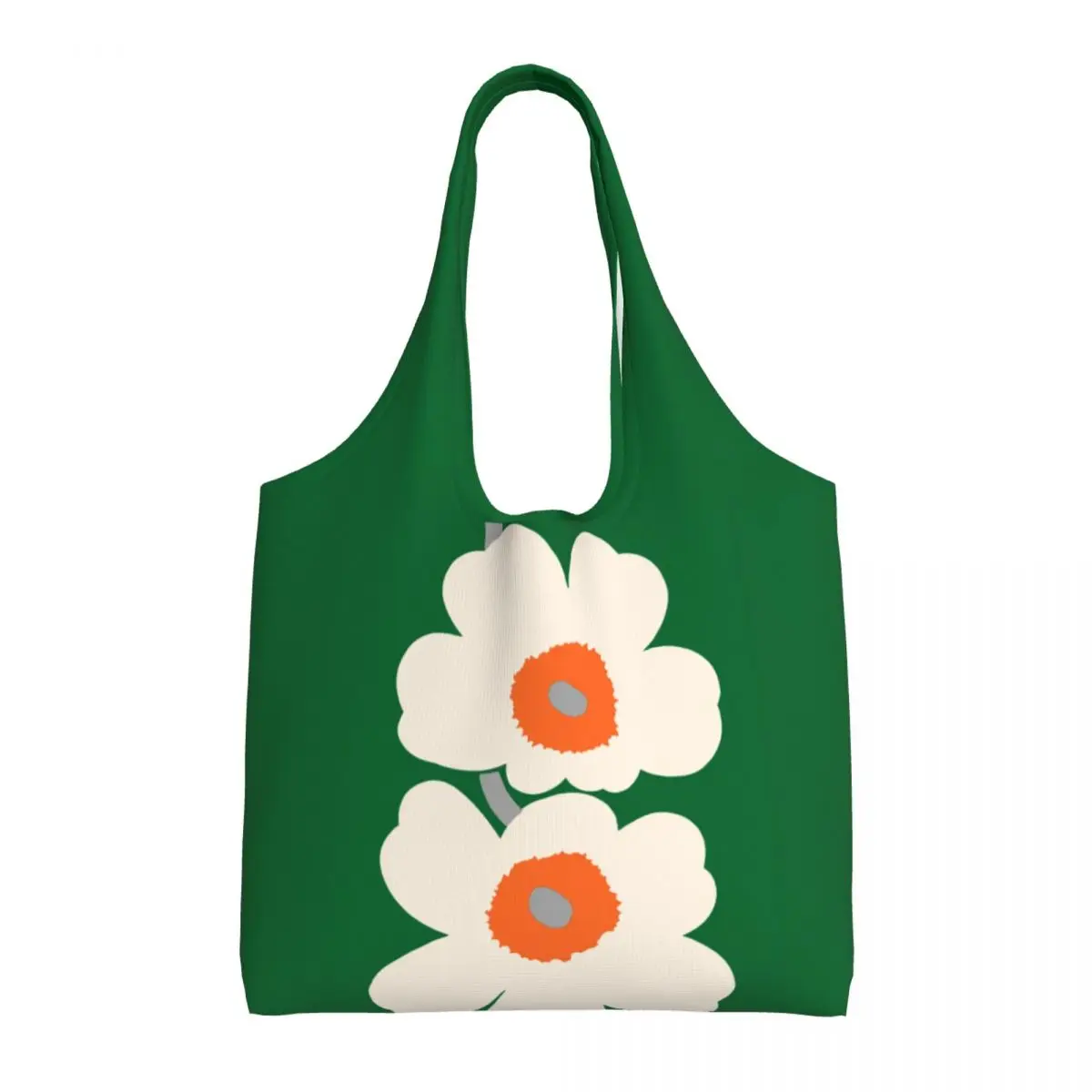 Custom Cute Little Poppy Print Green Shopping Tote Bags Recycling Modern Style Canvas Grocery Shopper Shoulder Bag Handbags