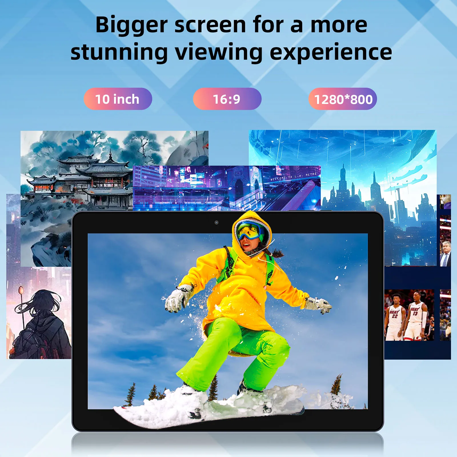 Tableta BAKEN Android 13, pantalla grande HD de 10 pulgadas, procesador de cuatro núcleos, 4B (expansión 2+2) RAM + 64GB ROM, Bluetooth, wifi