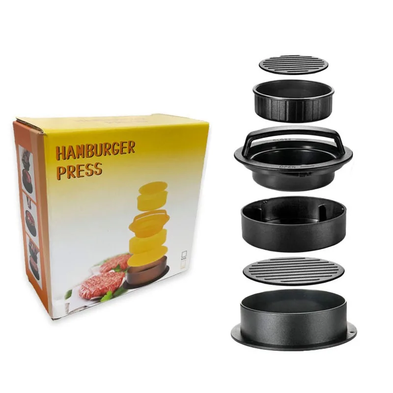 3In1 Hamburger Meat Press Mold Patty Maker Non Stick Stuffed Burger Mold Beef Patties ABS Round Shape Mould Kitchen Accessories view 5