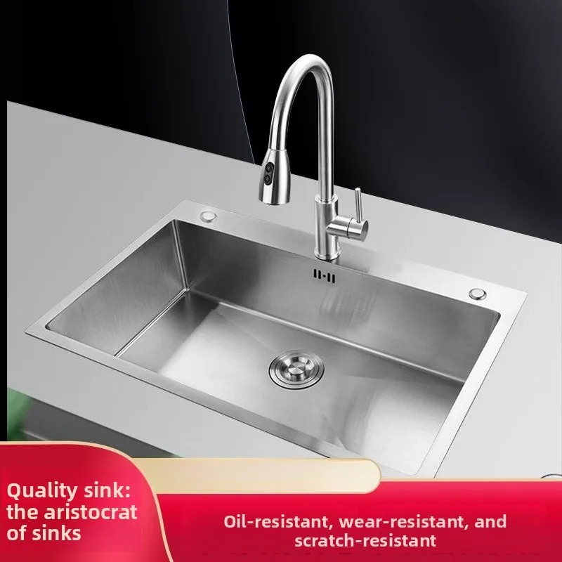 Factory Direct Stainless Steel Kitchen Sink Single Bowl Large Capacity Brushed Finish Three Hole Stainless Steel Sink