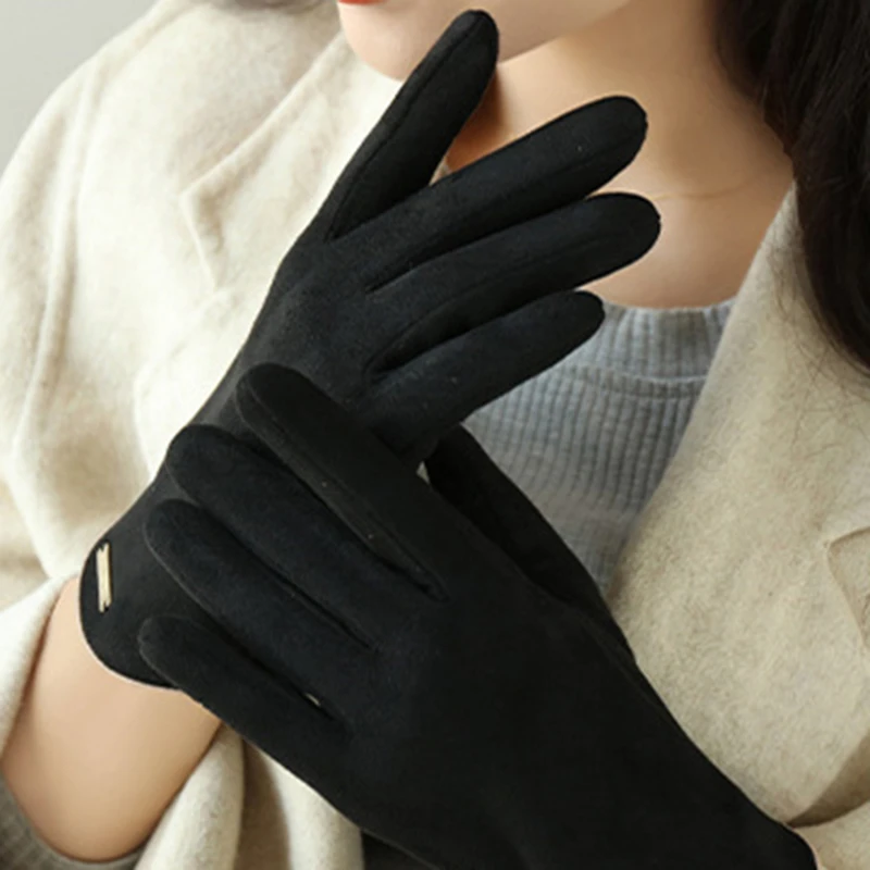 Gants coupe-vent en cachemire fin pour femme, mitaines chaudes, tissu en daim, élégant, solide, cyclisme, entraînement, mode, automne, hiver, nouveau, 2024