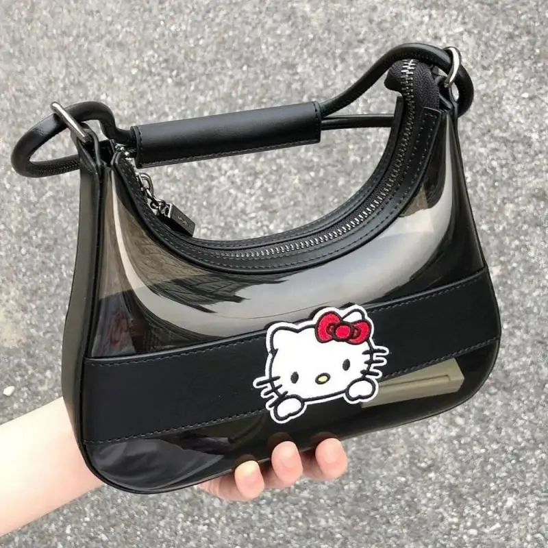 2024 Sanrio Hellokitty New Women's Handbag Fashionable High Quality Women's Crossbody Bag Cartoon Black Versatile Underarm Bag