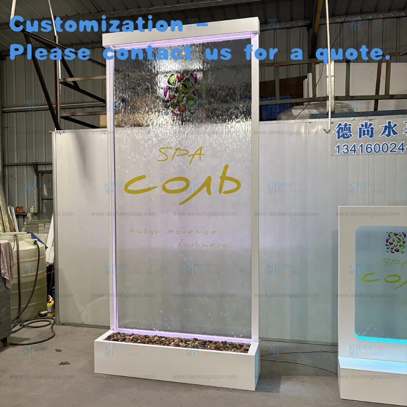 

custom.Custom Contemporary Rectangle Tempered Glass Waterproof Floor Standing Waterfall Fountain Restaurant Garden Fengshui