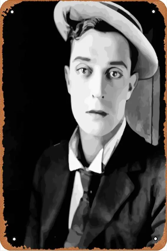 Classy Buster Keaton Vintage Metal Tin Signs Kitchen Wall Art Decor Funny Tin Signs Art Posters 8x12 In