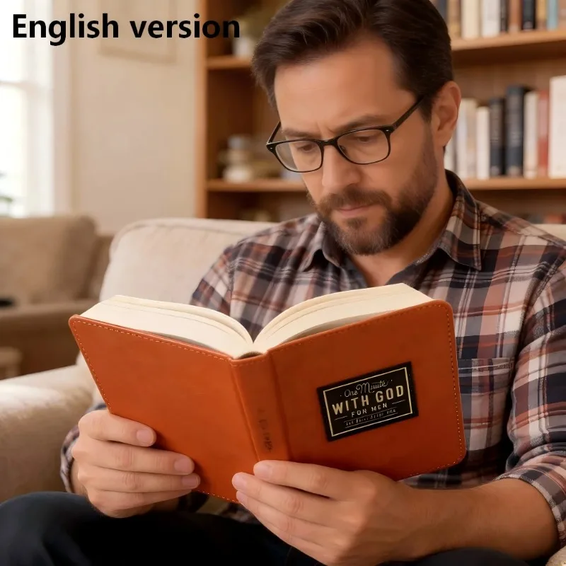 Livre de prières quotidiennes One Minute with God pour hommes, journal dévotionnel en cuir marron pour 365 jours, cadeau chrétien pour les pères et les frères