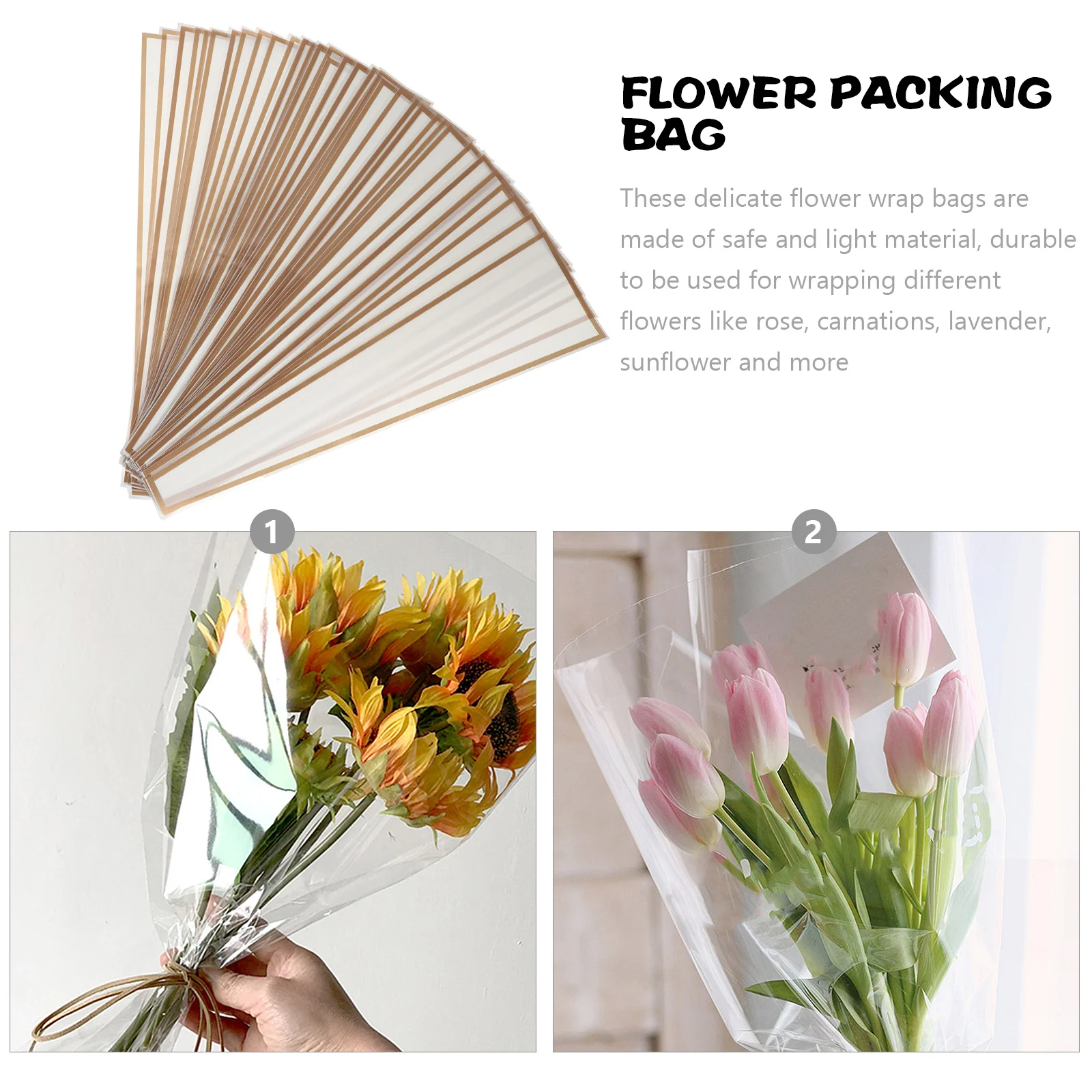 50 قطعة من أكياس الزهور للباقات وأكمام ملفوفة أنيقة سهلة الاستخدام في عيد الحب وأكمام زهور وعيد الميلاد وأكمام وردية واحدة