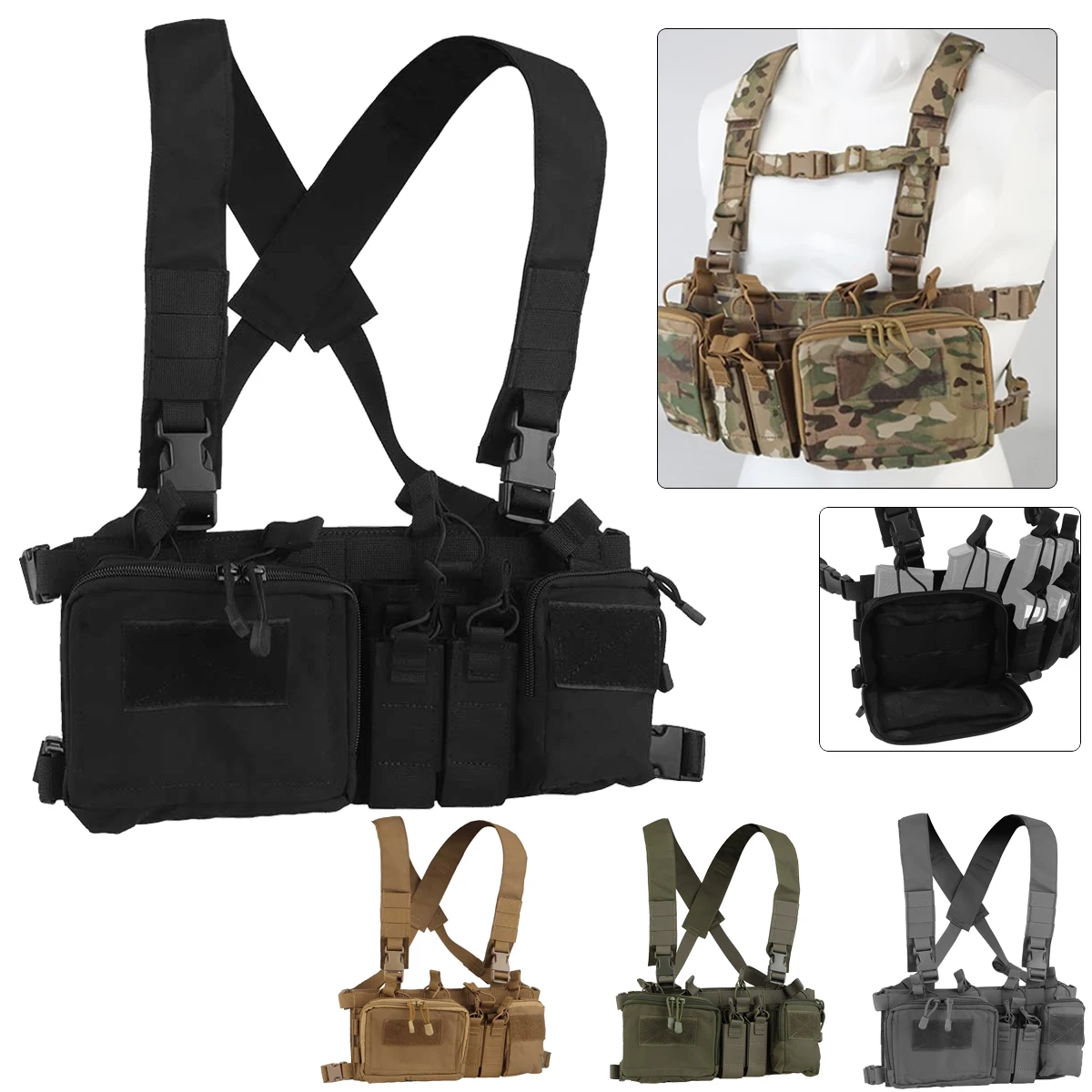 Tactical Assault Undershirt Chest Equipment 500DMOLLE Multi-Camera Tactical Vest with Multiple Equipment Pockets Tactical Vest