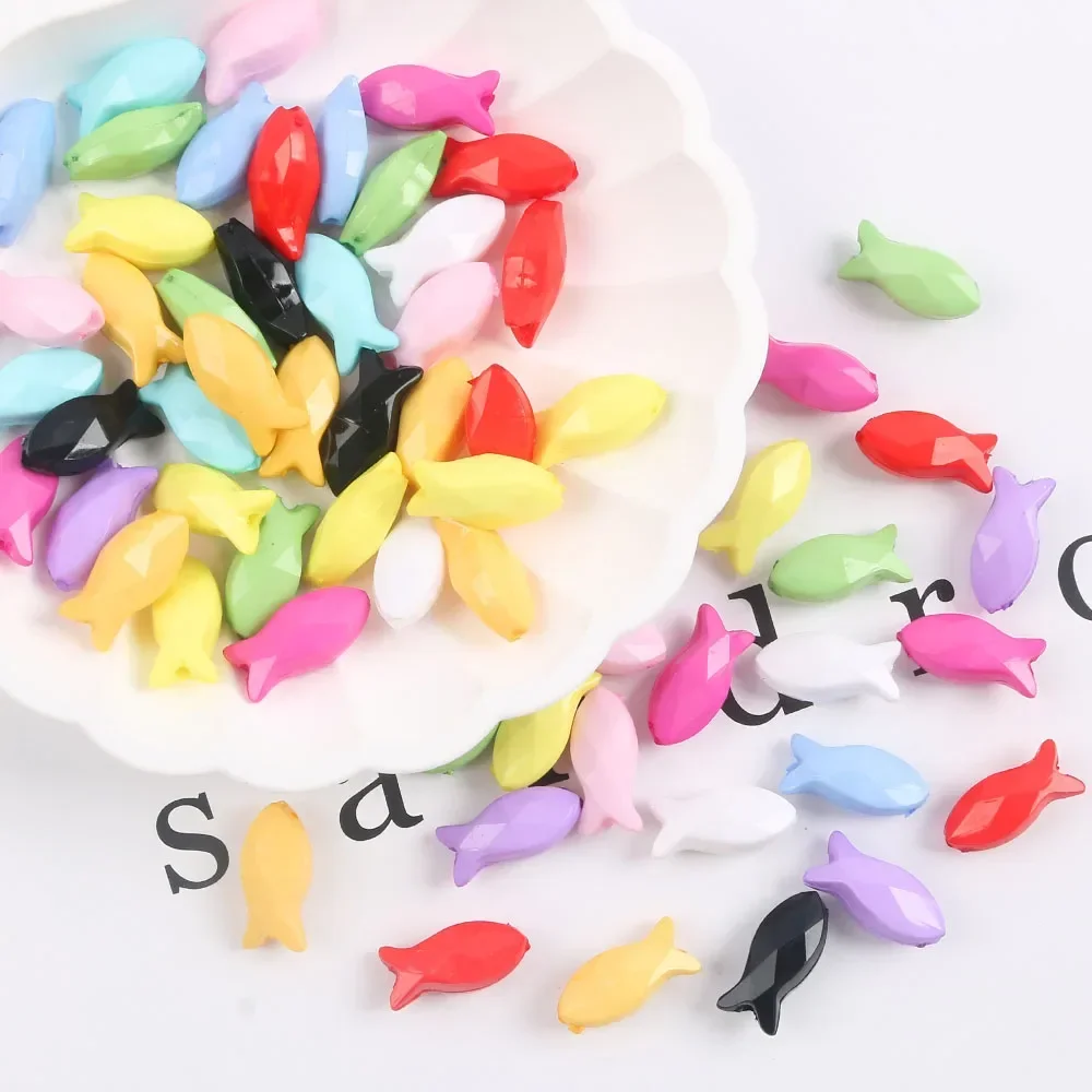 20pcs/lot  Color fish Pendants Acrylic Spacer Loose Beads For DIY Jewelry Making Necklace Handmade Accessories