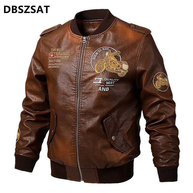 

Plus Size Leather Jacket Men Spring Autumn Army PU Bomber Jacket Military Outwear Waterproof PU Jacket jaqueta de couro M-6XL