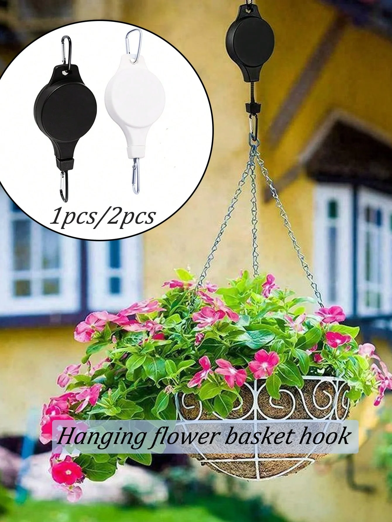 1pcs/2pcs Telescopic Pulley Plant Hanger Basket Hook,Retractable Plant Hanger,Suitable for Garden Baskets Pots and Birds Feeder