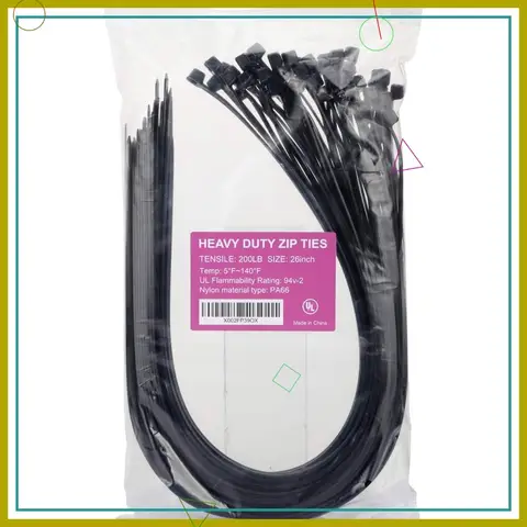 Heavy Duty Large Zip Ties 26 Inch, 60 Pack Black Cable Ties Extra Long