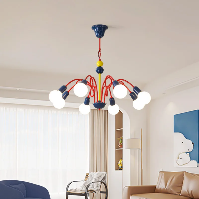 

Colorful Macaron Chandeliers Modern Minimalist LED Pendant Lamps for Living Girls Boys Bedroom Children's Room Ligting Fixtures