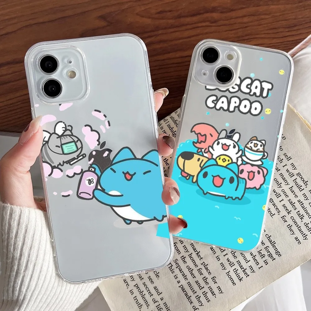 Bugcat C-Capoo Phone Case For Iphone 16 15 11 13 14 Pro Max 7 8 Plus X Xr Xs Max 12mini Transparent Cover