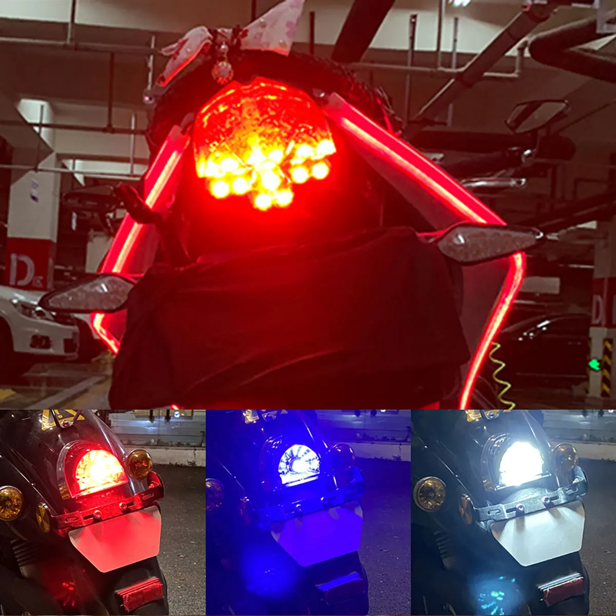 1PCS 1157 BAY15D LED Bulb 64smd 3014 Motorcycle Strobe Reverse Turn Signal Light Red Blue Flashing Light Bulbs Plug and Play image 5