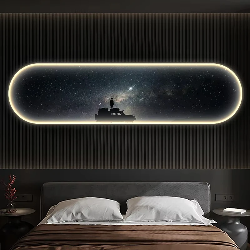 Modern Moon Interior Painting Led Wall Hanging Light For Bedroom Living Room Cafe Interior Home