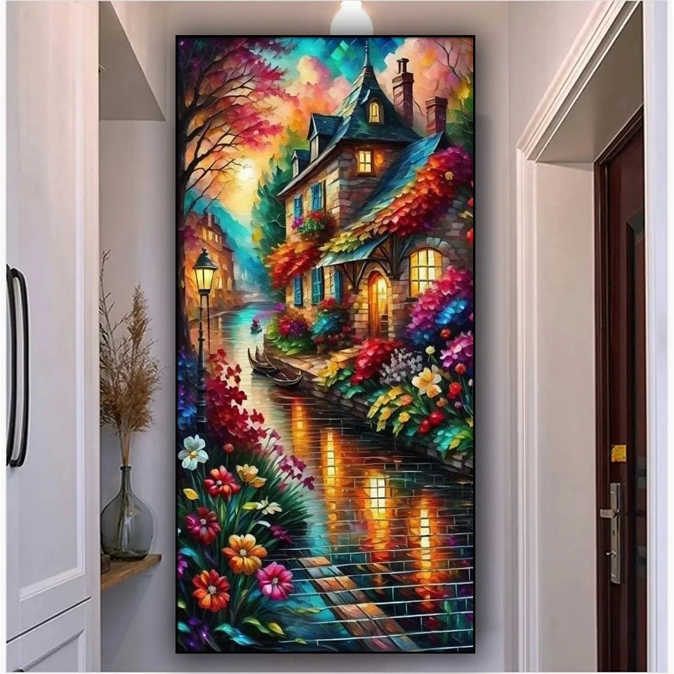 

Garden house diamond painting 5d diamond mosaic cross stitch embroidery full Square round drill landscape 2023 New Gift Decor