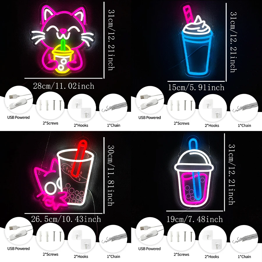 Neonowy szyld z herbatą mleczn – Coffee Tea Neon Sign recenzja i cena