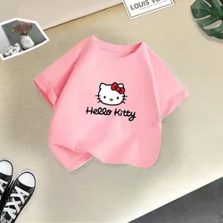 Cute Sanrio Clothing Summer Fashion Hello Kitty Cotton T-shirt for Baby Girls Cartoon T-shirt for Baby Girls Short Sleeved Casua