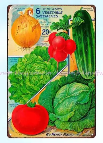 187u Maule's seed 6 of My Leading Vegetable Specialties metal tin sign old art