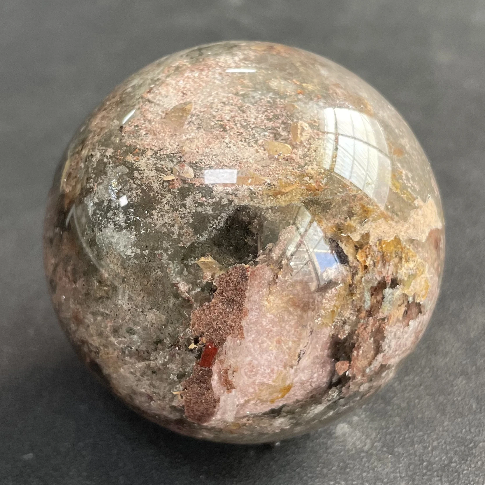 247g Natural Stone Green Phantom Sphere Polished Garden Quartz Ball Reiki Healing Gift Crystal Ball Room Decor Y2156