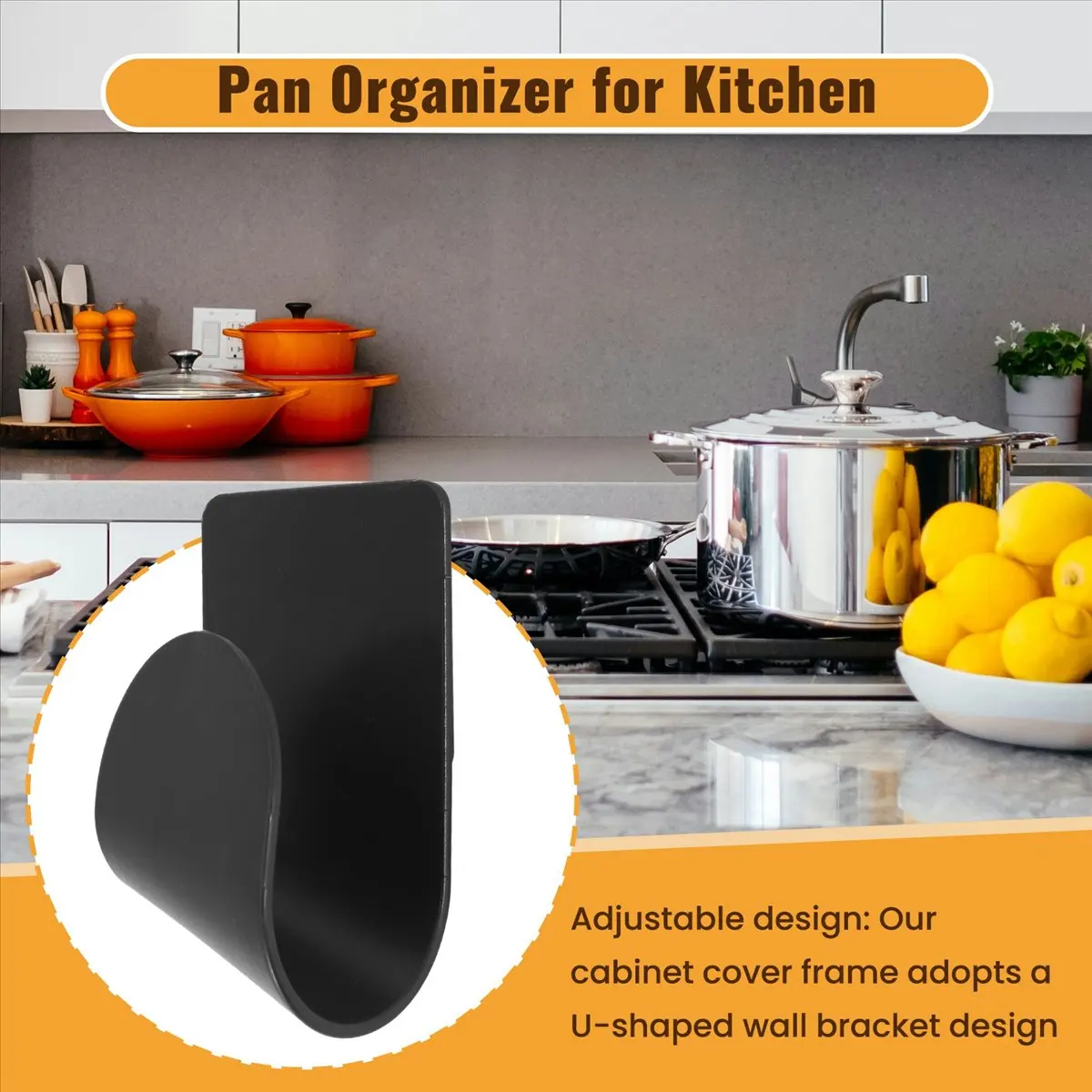 COFA Adjustable Pot Lid Organizer Cabinet Door Kitchen Organization, Pot Lid Holder Kitchen Hacks, Pot Lid Organizers 6Pairs