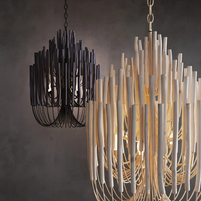 

Tilda Chandelier Unique Tiered Bohemian Style Atmosphere White Wood Lamps for Living Room Bedroom Dining Room Stairsway Lights