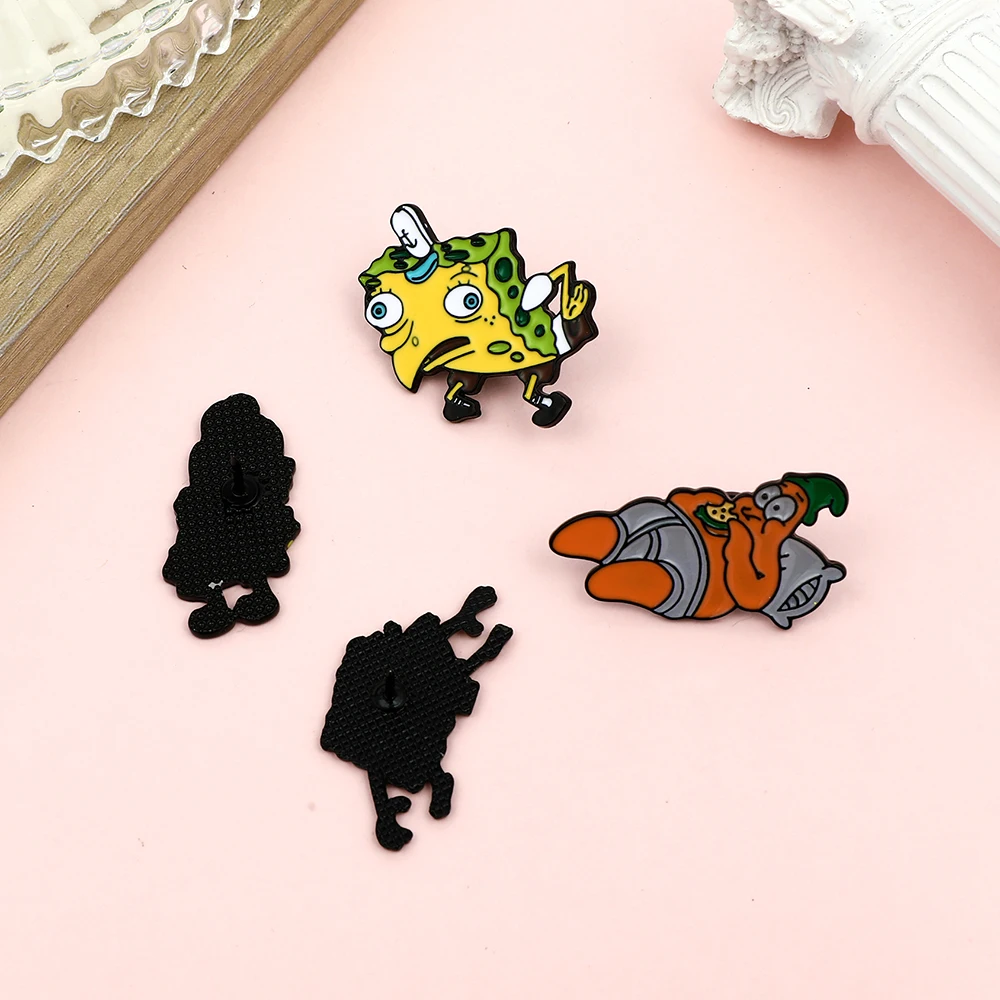 Anime Cartoon Spongebob Squarepants Enamel Pins Patrick Star Kawaii Badge Funny Accessories Cute Brooches for Women Gifts