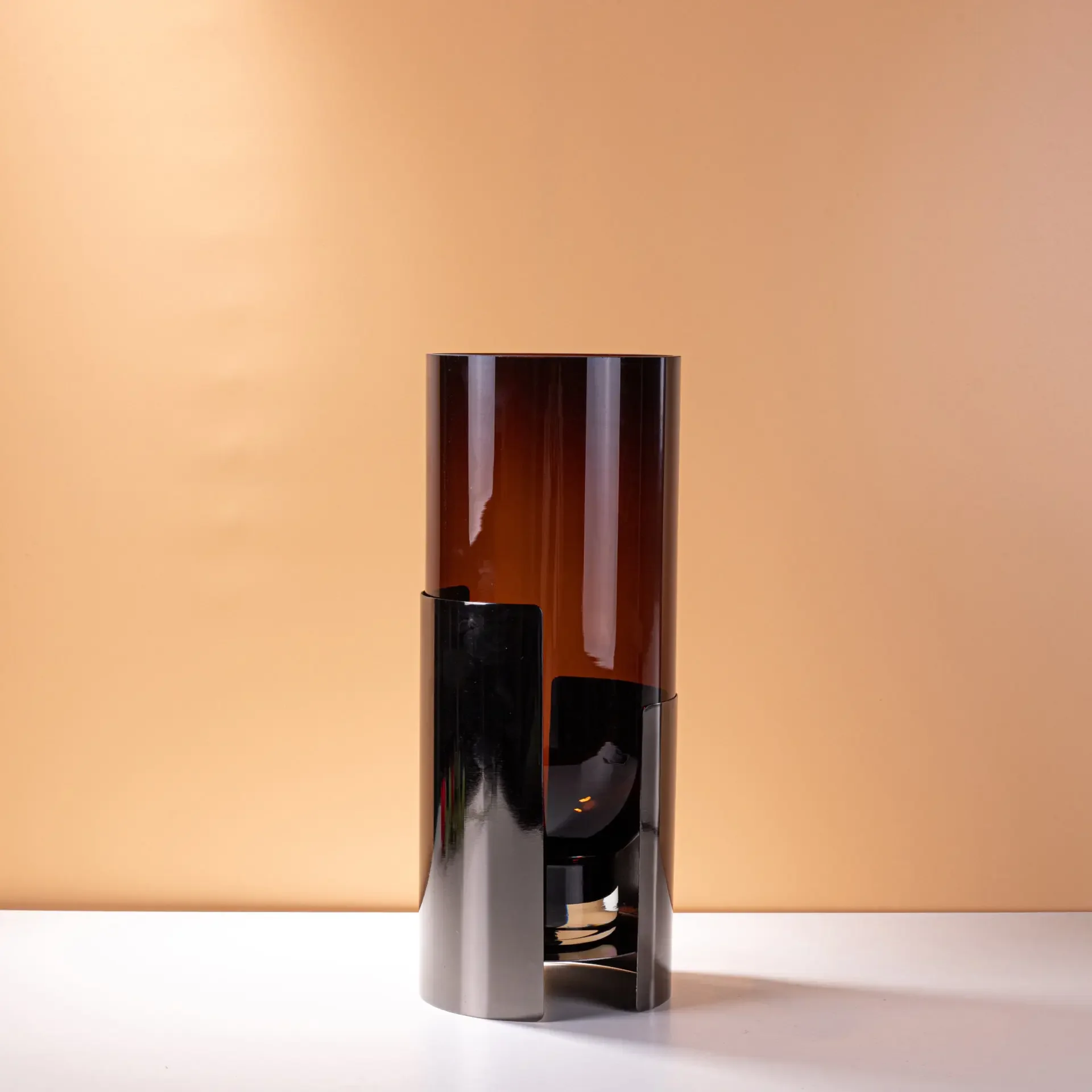 *Yd^ Glass Vase Amber Double Layer Glass Container Floral Arrangement Accessories Terrarium Room Decoration Accessories