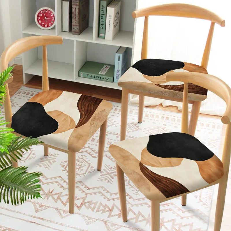 2/4/6pcs Chair Seat Slipcover,Minimalist Neutral Geometric Wave Pattern Chair Protector for Dining Room