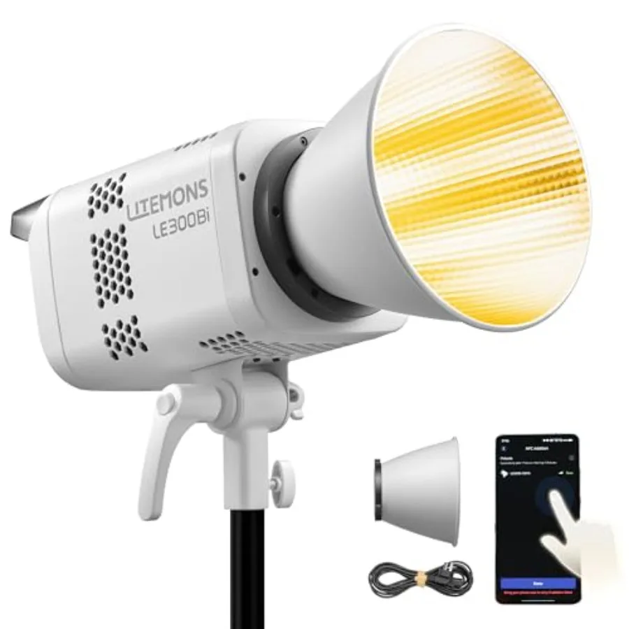 

【New model】Litemons LE300Bi COB Led Video Light320W Power 2800-6500K CCT 58900 Lux@1m Bowens Accessory Mount Wired DMX/RDM Blue