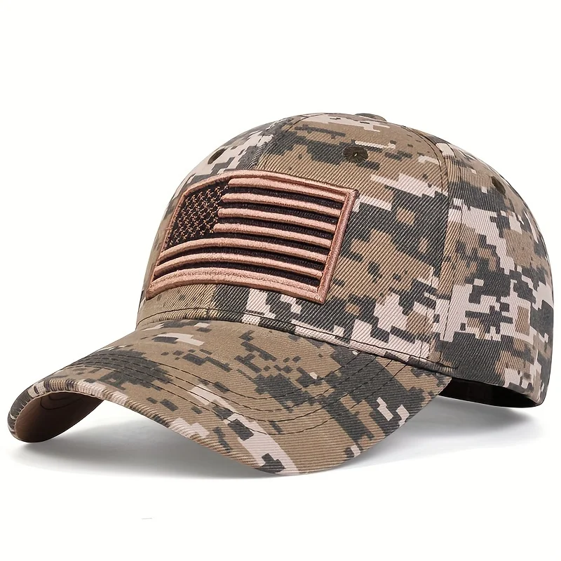 Unisex US Flag Embroidered Army Baseball Caps Spring and Autumn Outdoor Adjustable Casual Hats Sunscreen Hat