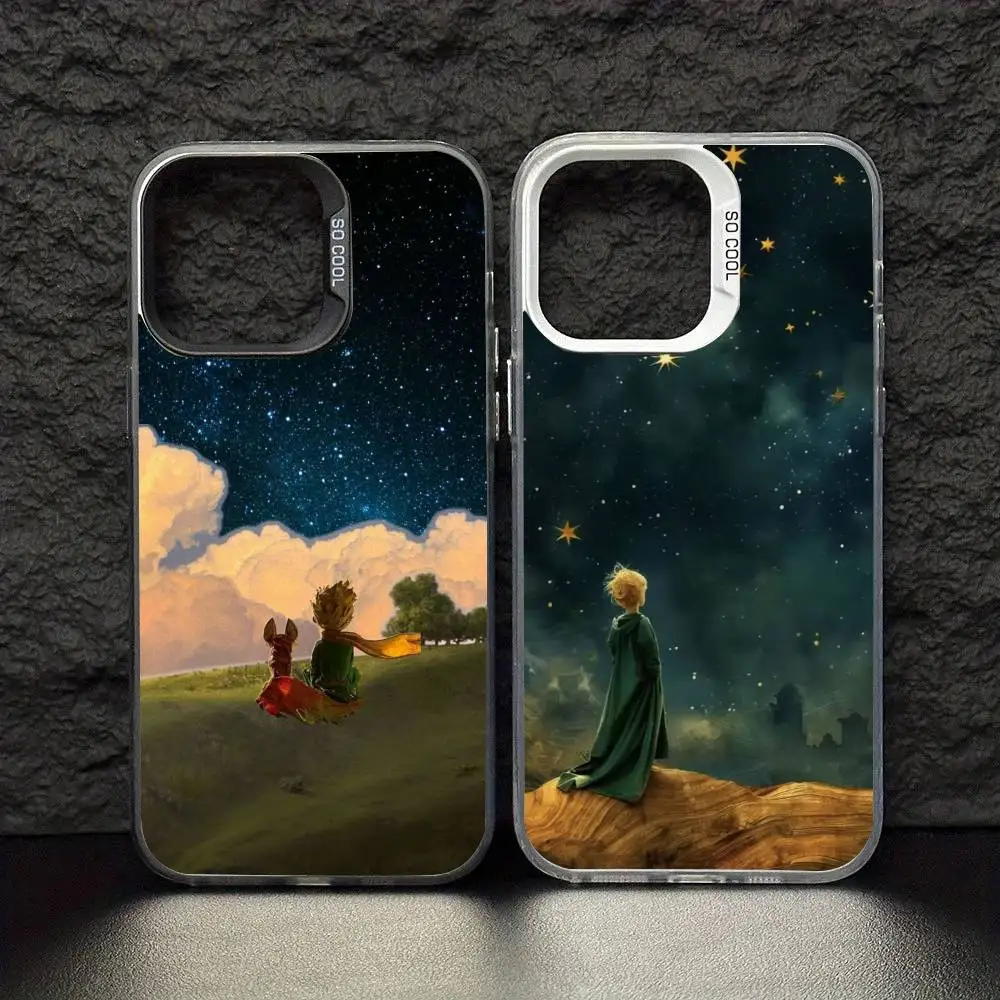 

The Little Prince Book Phone Case For iPhone17,16,15,14,13,12,11 Pro Max Blcak Colorful Silver Plated Inside Cover