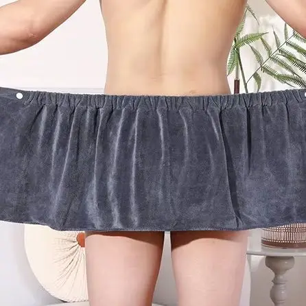 

Sexy Sleep Bottoms Microfiber Pajamas Men Nightwear Short towel Pants Side Split Bathrobe Culottes Soft Thick